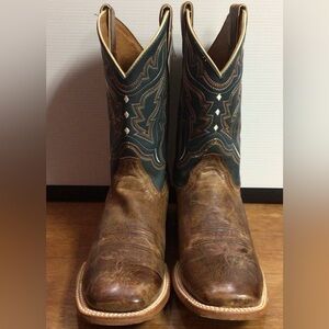 Men's Brown and Blue Western Boots